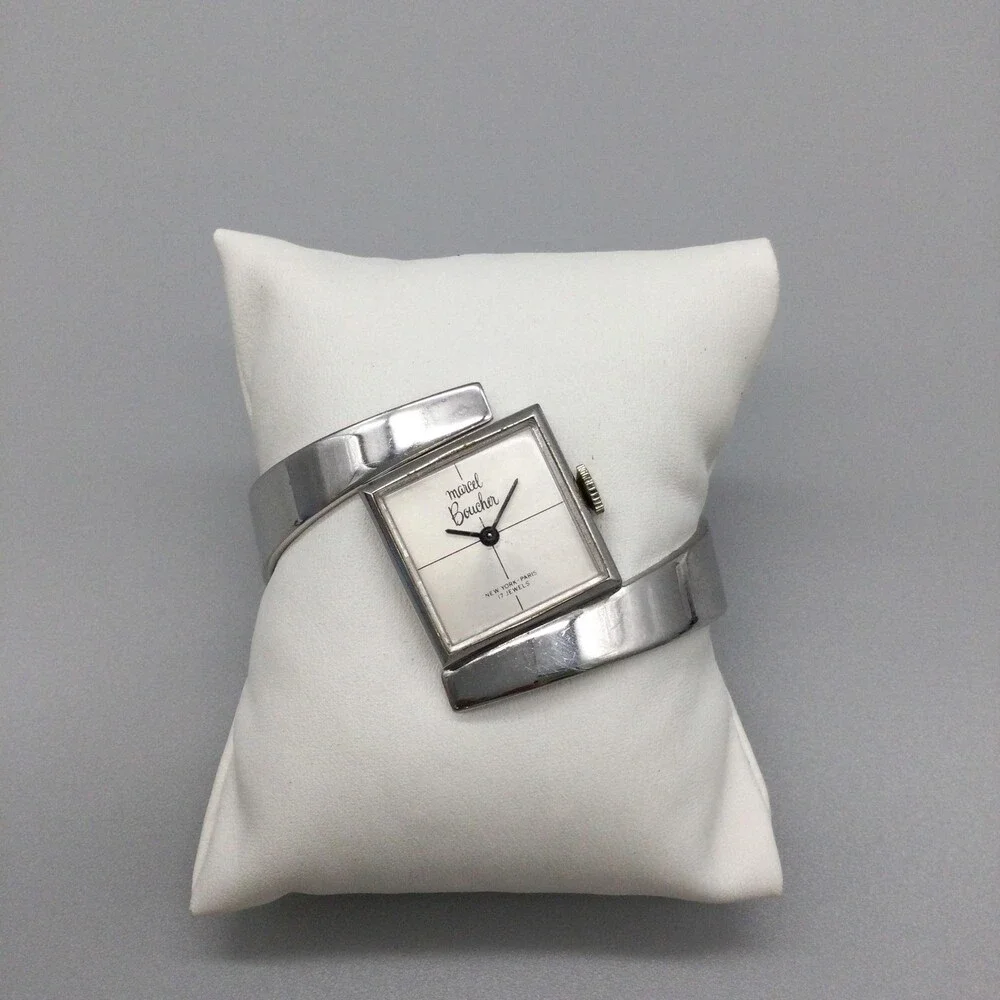 Vintage Marcel Boucher Womens Watch 22mm Silver Tone Bangle Manual Wind 6.5